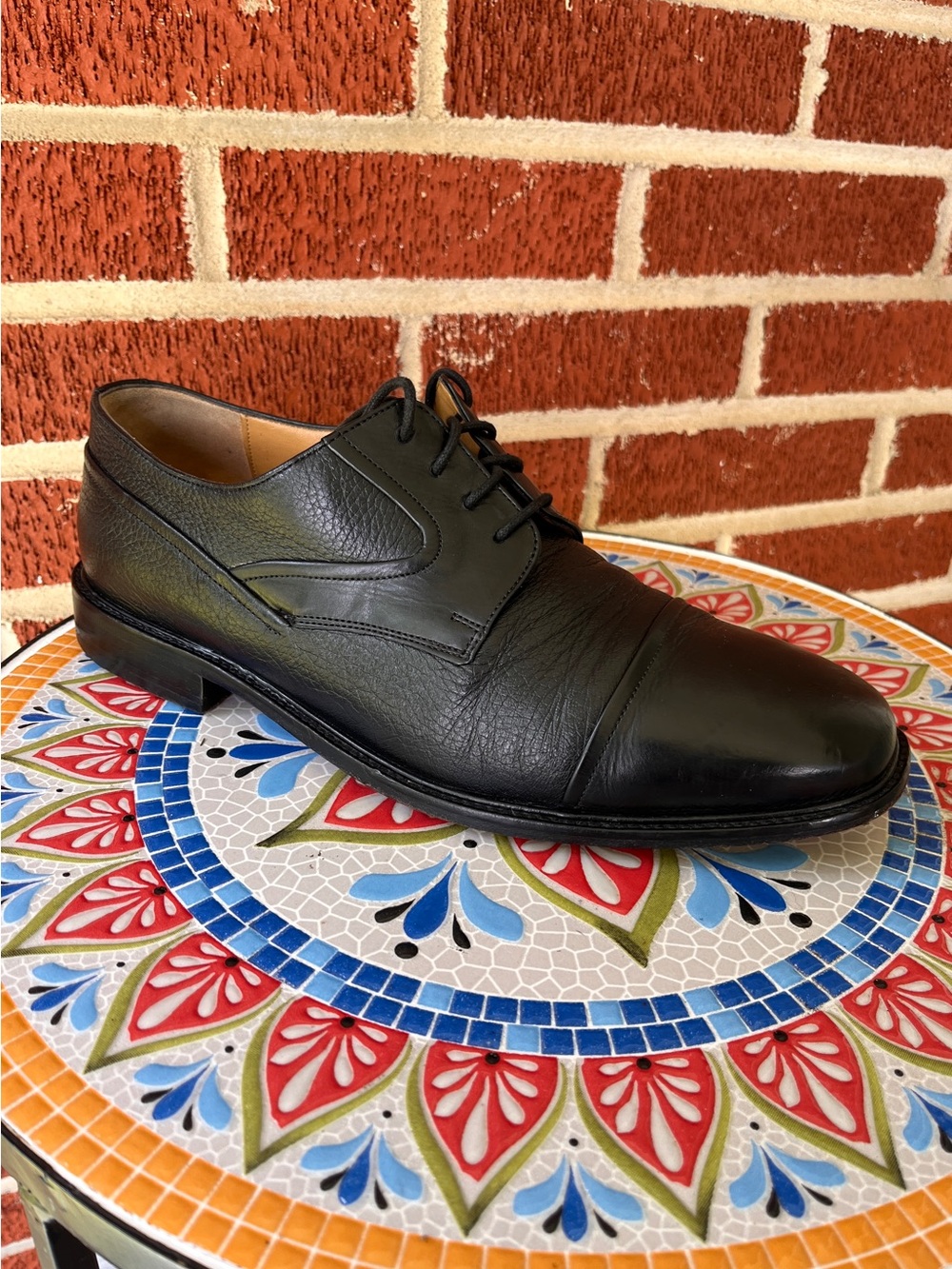 Johnston & Murphy Mens 10.5W WIDE Black Cap Toe Oxford Dress Shoes Made in India